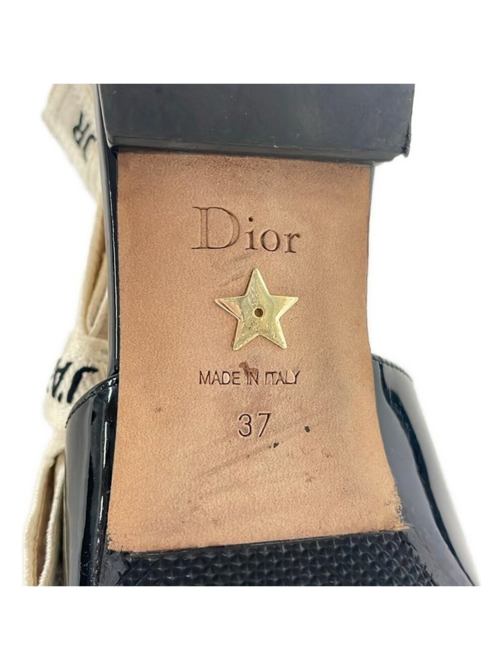 ★SOLD★ Dior Sandals 37 Black Ivory Ribbon J'adior Leather - Picture 6 of 6
